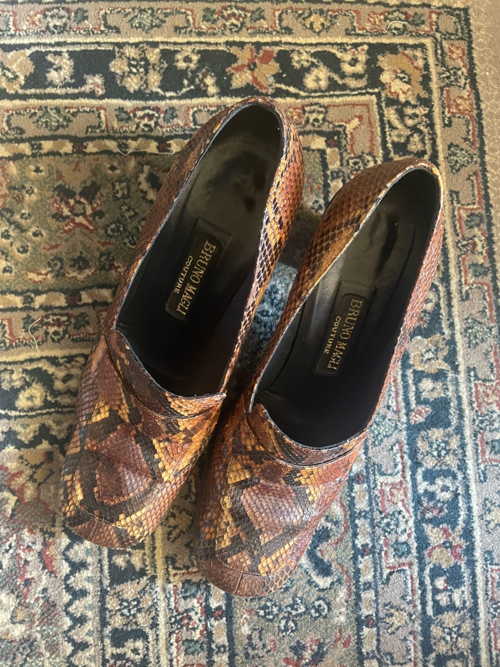 Bruno Magli Couture Snakeskin Platform Heels Italy Vintage Luxe